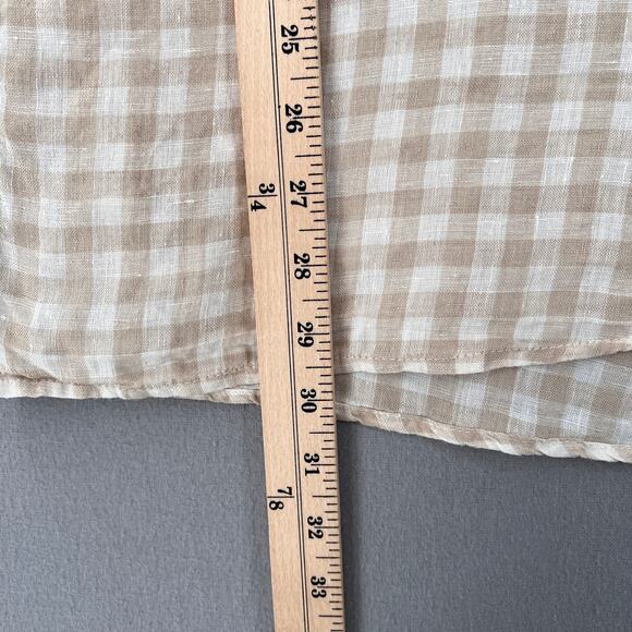 NOTPERFECTLINEN Linen Tunic Mini Dress Womens XS White Tan Gingham Check Strappy - Picture 14 of 14